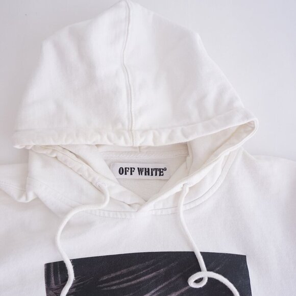 Off-White Caravaggio Hooded Cotton Streetwear Sweatshirt White Size Large - Picture 13 of 16